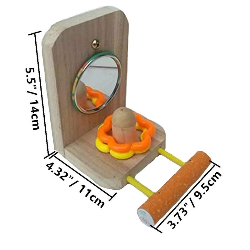 Litewoo Bird Mirror Bird Swings Wood Perches Cage for Parrot Parakeet Budgies Cockatiel Conure Finch Lovebird Wood Stand Perch (Color Random) - Image 2